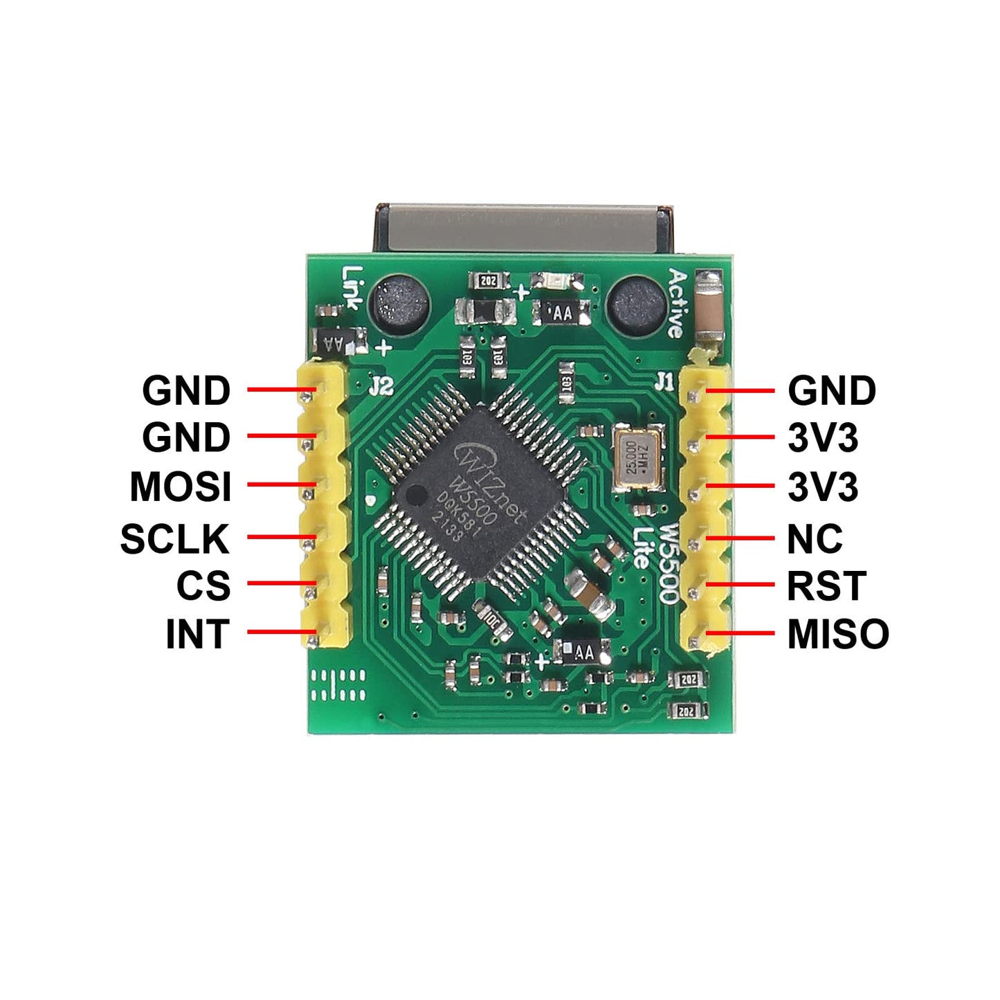 ACEIRMC W5500 SPI to LAN Ethernet Network Module TCP IP STM32 Interface 3.3V 5V for Arduino WIZ820io RC5 (5pcs)
