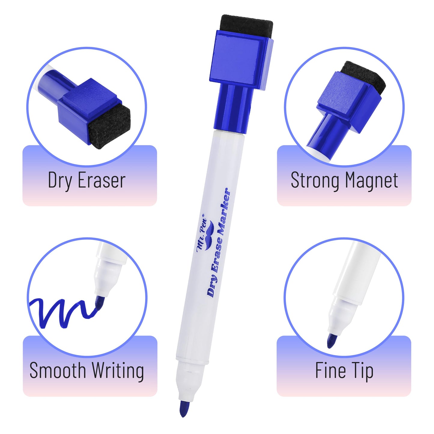Mr. Pen- Magnetic Dry Erase Markers, 12 Pack, Blue