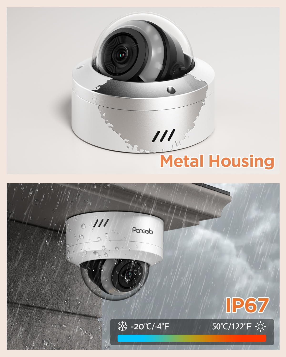 PANOOB 16 Channel Security Camera System, 12x 8MP IK10 Vandal Proof Dome Camera Outdoor, Human Vehicle Detection, Color Night Vision, 2 Way Audio 24-7
