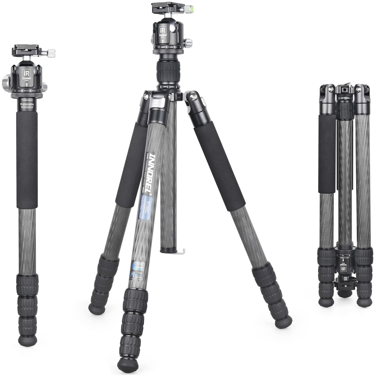 Carbon Fiber Tripod-INNOREL RT85C Super Professional Tripod Monopod Heavy Duty Stand Support Low Gravity Center 360°Panoramic ballhead for Digital