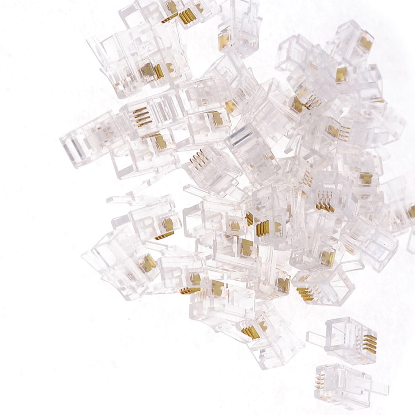 uxcell 50 Pack Modular Plug, RJ9 4P4C Male Phone Connectors Standard Jack for Telephone Handset Cord Cable Wire, Clear