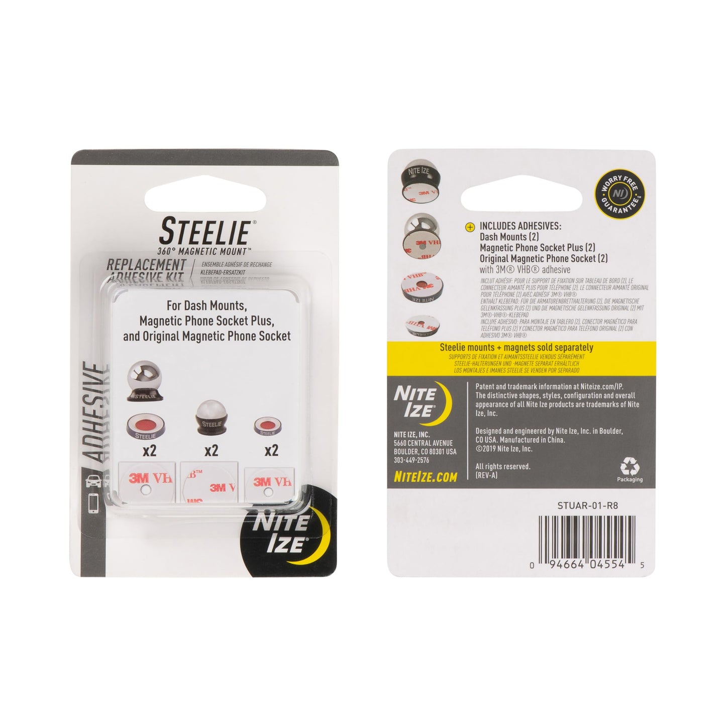 Nite Ize Steelie Universal Adhesive Replacement Kit - Adhesives for Dash Mounts, Phone Sockets & More - Strong Pad Kit for Magnetic Mounts