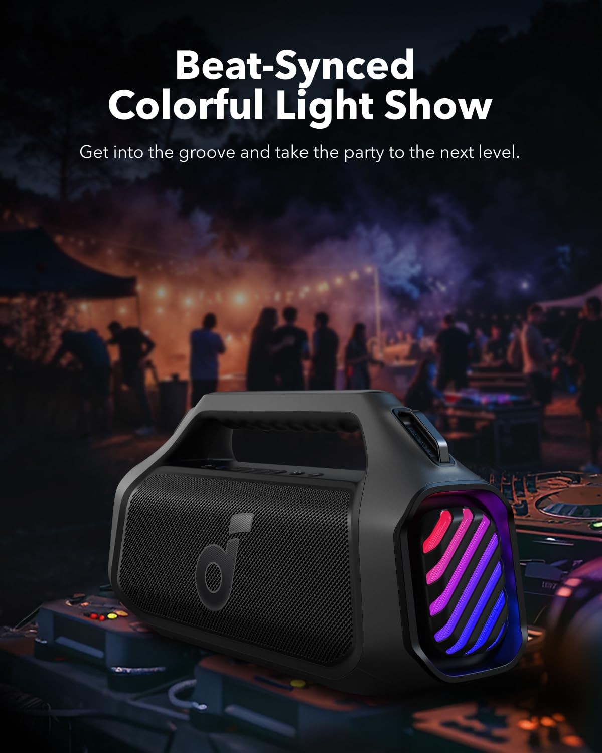 Soundcore Boom 2 Plus Portable Speaker By Anker, 140W, 2+2 Channel, BassUp 2.0, 20H Playtime, Fast Charge, IPX7 Waterproof, RGB Lights, Power Bank