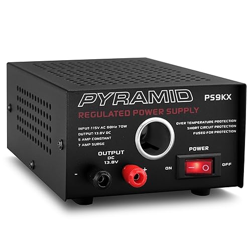 Pyramid PS9KX Universal Compact Bench Power Supply-5 Amp Linear Regulated Home Lab Benchtop Converter w/ 13.8 Volt DC 115V AC 70 Watt Input, Screw…