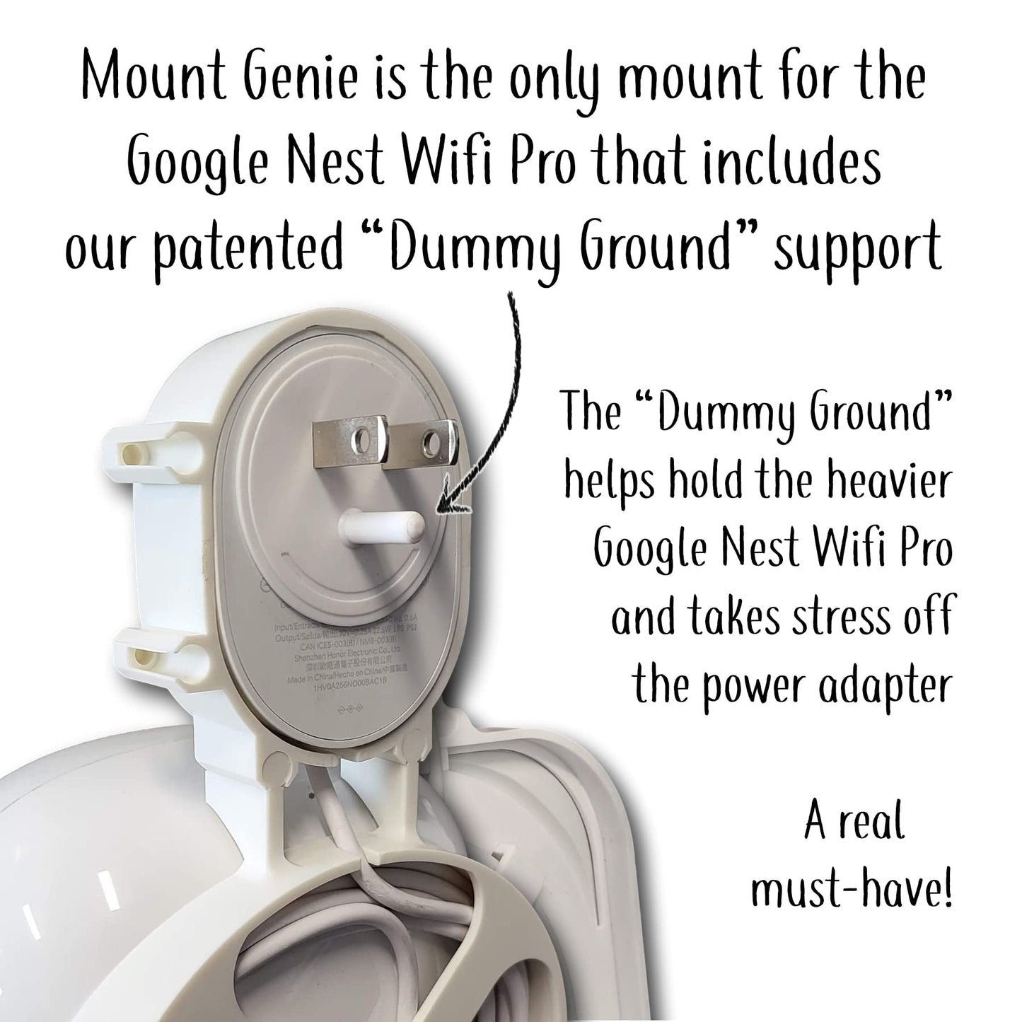 The Nest WiFi Pro Genie Wall Mount Outlet Holder Stand (2-Pack) | Lowest Profile | Open Access | No Messy Screws or Tape | Reinforced Support |