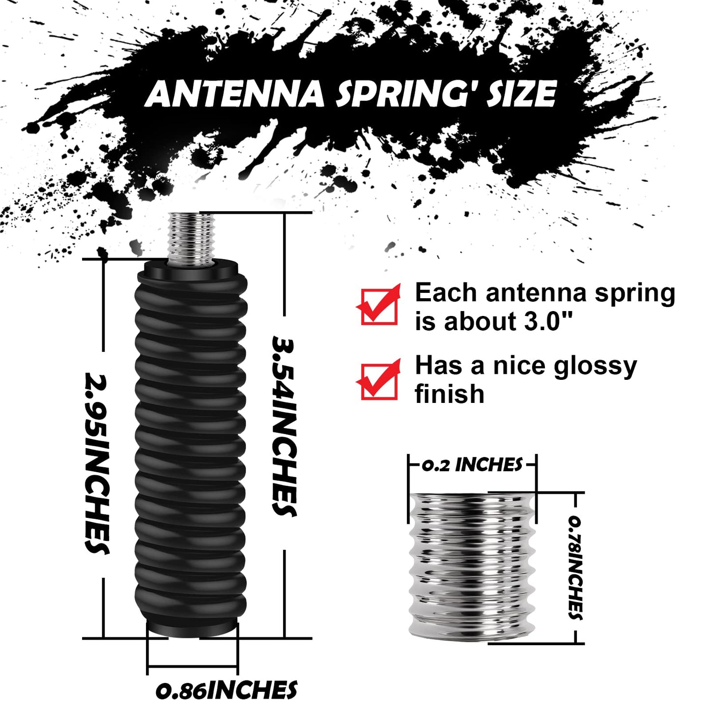 Marketty SS-3H CB Antenna Spring, Stainless Steel Heavy Duty CB Radio Antenna Mount Spring, Spring to Fit Mobile/in-Vehicle CB Radio Antenna Mount Up