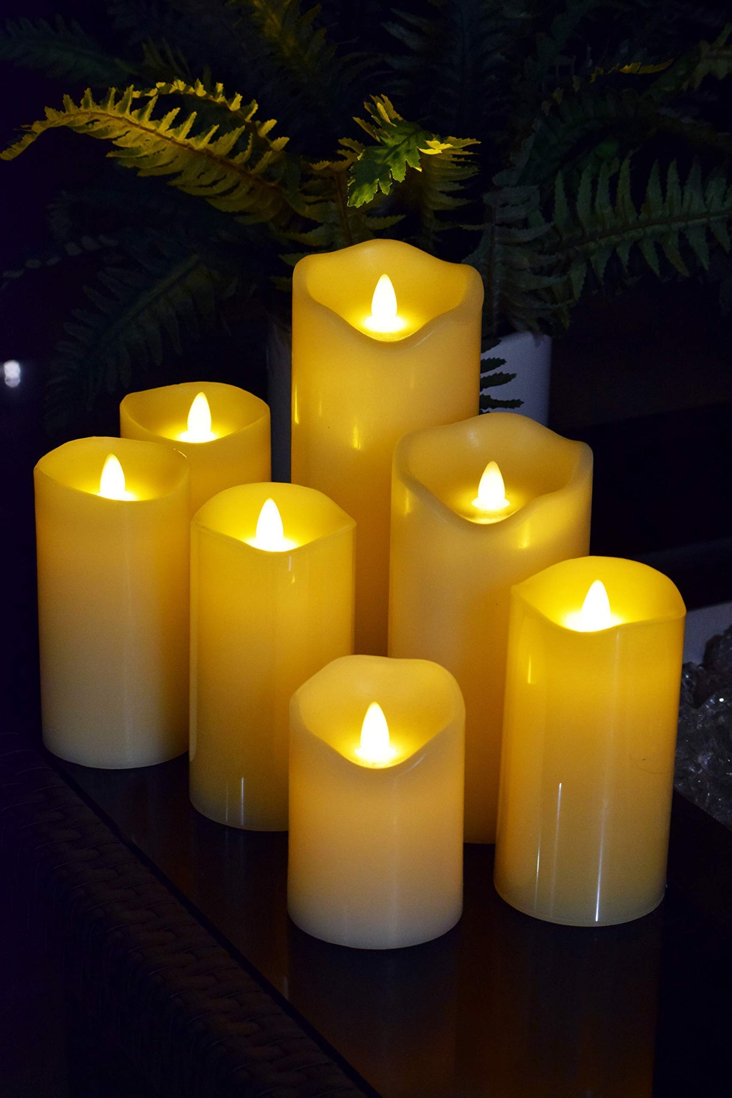 HoogaLife Flameless Candles Flickering Flame Effect (D 3.5" x H 4") Ivory Auto-Moving Wick, LED Pillar Candles Real Wax with Timer and Battery