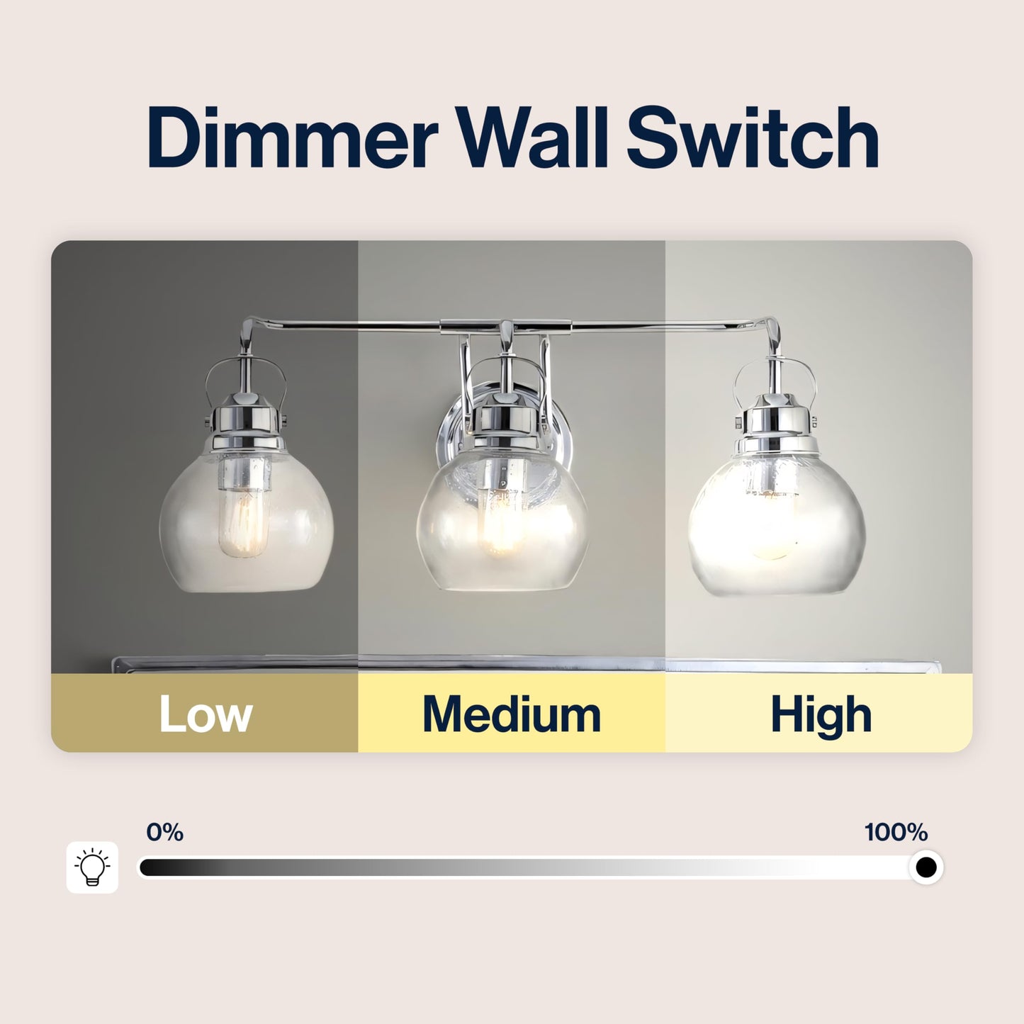 JONATHAN Y 24" Chrome Shirley 3-Light Bathroom Vanity Light, Metal Wall Sconce, Clear Seeded Glass Shade, Modern Transitional Farmhouse Fixture, LED