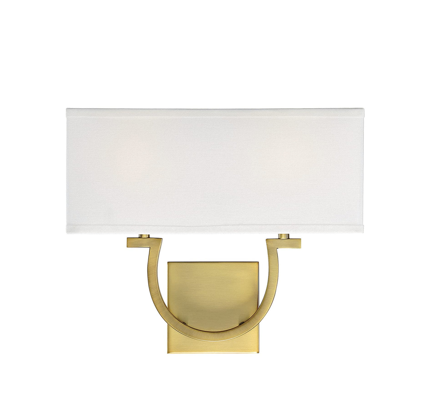 Savoy House 9-998-2-322 Rhodes Modern White Linen Wall Sconce, 2-Light 120 Total Watts, 12" H x 14" W, Warm Brass