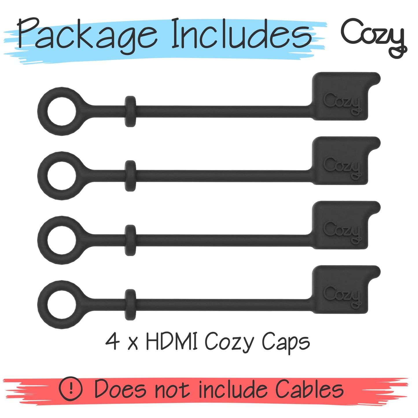 10-Pack Cozy HDMI Caps for HDMI Cables/Cords/Tether - Provides Dust and Oxidation Protection, Projection Adapter Cover, Protects During Travel