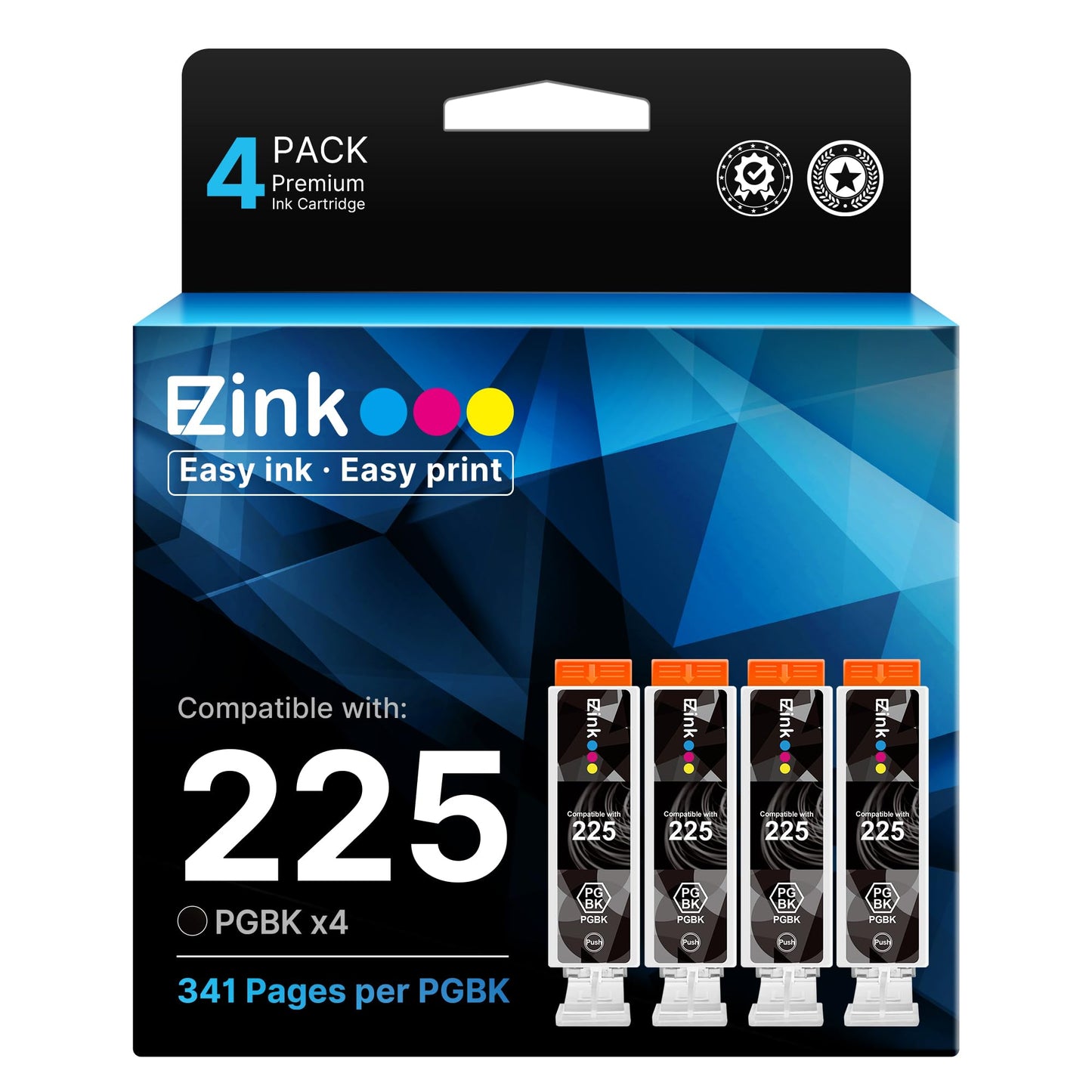 E-Z Ink Compatible PGI-225 Black Ink Cartridges Replacement for Canon PGI-225 PGI225 to use with PIXMA MG6220 MG5220 MG8220 MG5320 MX882 MG6120 MG8120