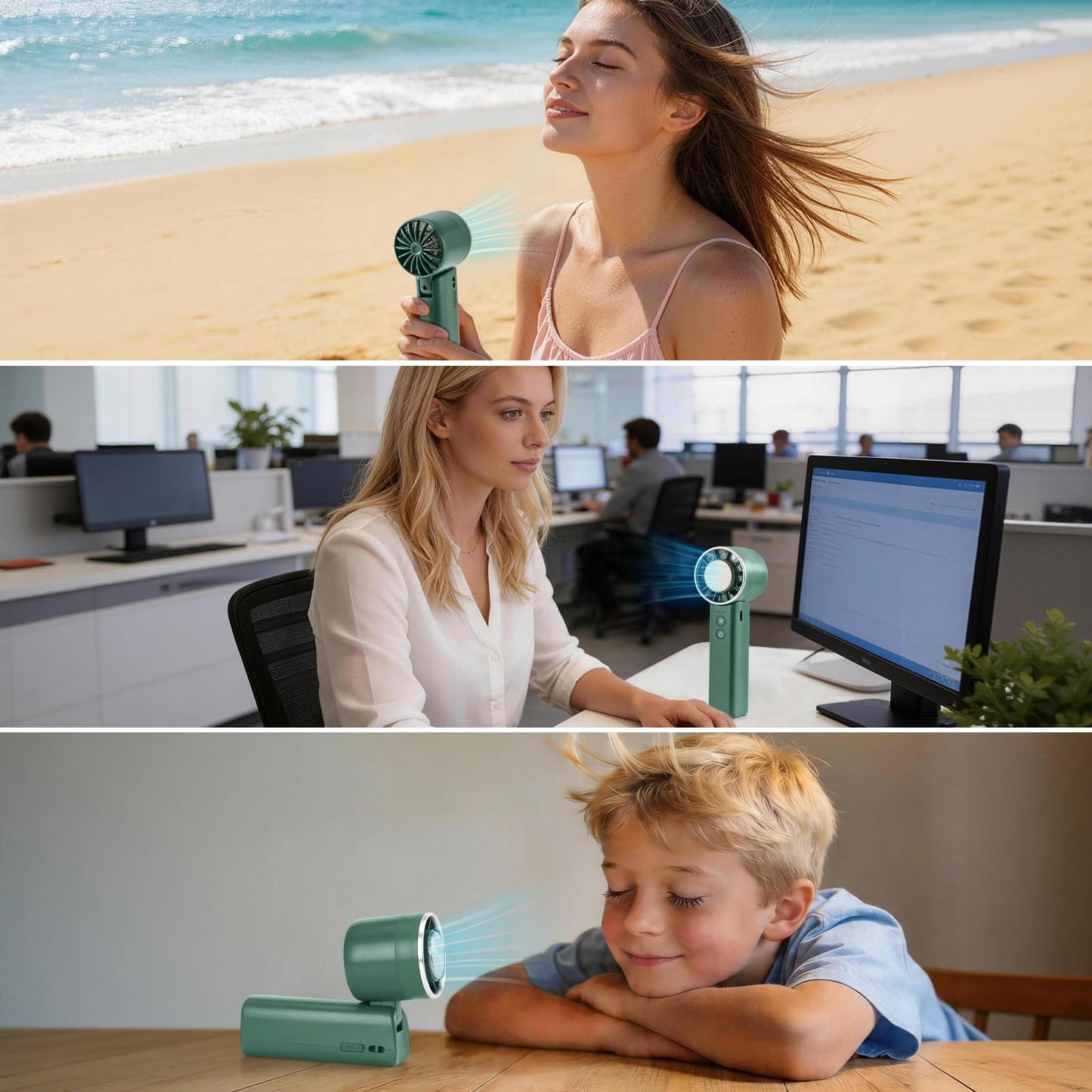 Sowmow Portable Handheld Fan with Cooling Plate, Foldable, Rechargeable