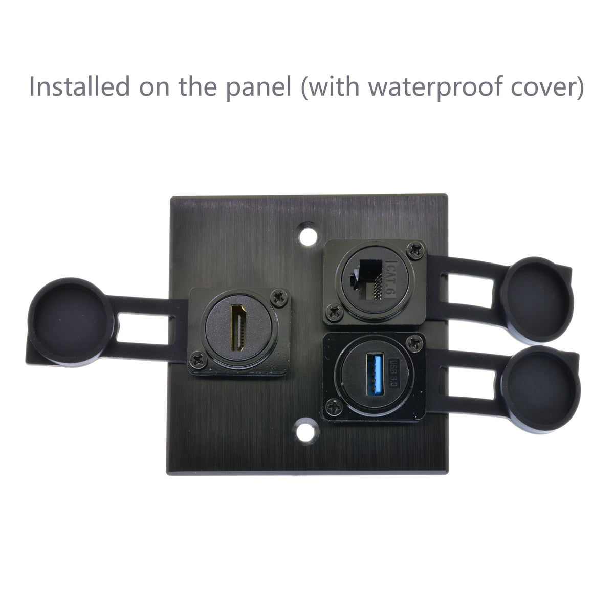 YiKaiEn USB 3.0 Panel Mount Adapter D Type with Waterproof Cover - Female to Female, Speed up to 5Gbps for Data Transfer, External Hard Disk, File…