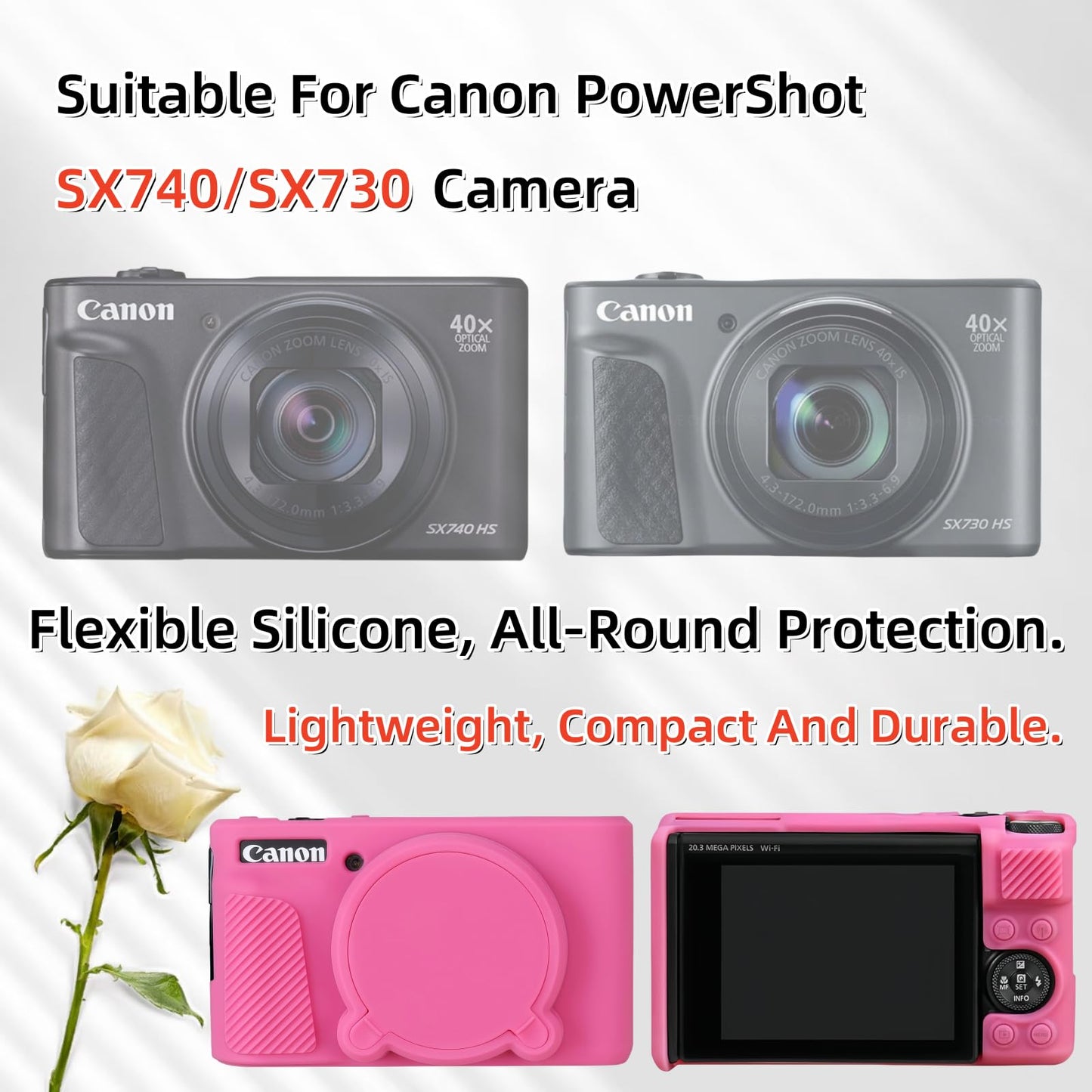 SZHSYJY Camera Case for Canon PowerShot SX740/ SX730 Digital Camera,Soft Silicone Protective Bag Removable Lens Cover,Anti-Scratch Slim Fit