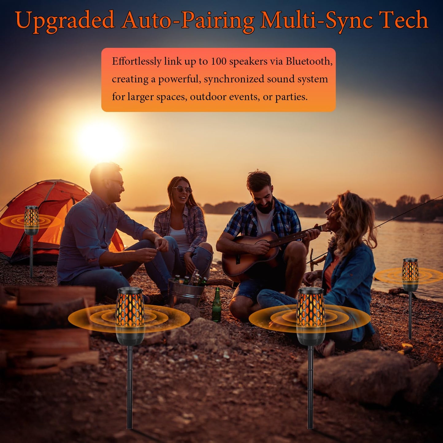 Shoneep Upgraded Outdoor Bluetooth Speakers, 10 Watt Bluetooth 5.3 Speaker, Auto-Pairing Multi-Sync up to 100 Speakers, IPX6 Waterproof Outdoor