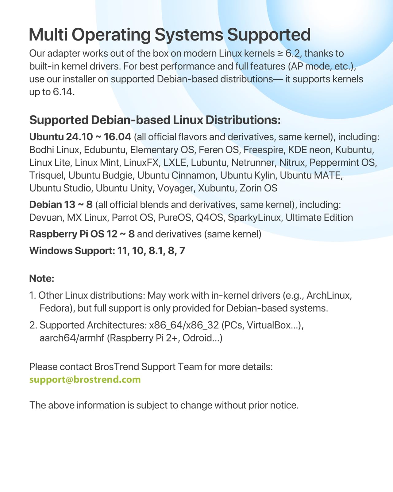 BrosTrend Linux USB WiFi Adapter AC1200 for Ubuntu Kali Mint Debian Kubuntu Mate Zorin PureOS Raspberry Pi Windows etc. Linux Compatible WiFi Adapter