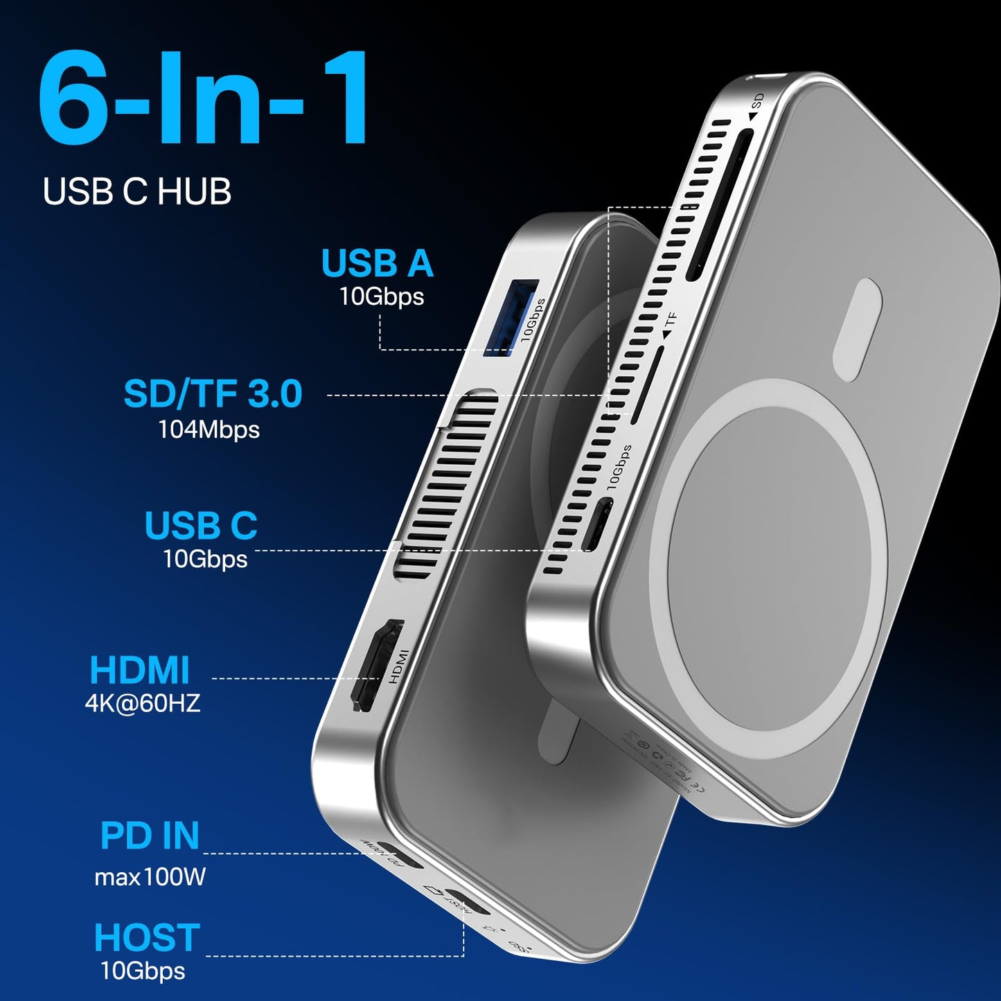 ACASIS 10Gbps Magnetic M.2 NVMe SSD Enclosure With 4K ProRes Recording M.2 EnclosureCompatible IPhone 17/16/15 Pro/Pro Max Magnetic SSD Enclosure