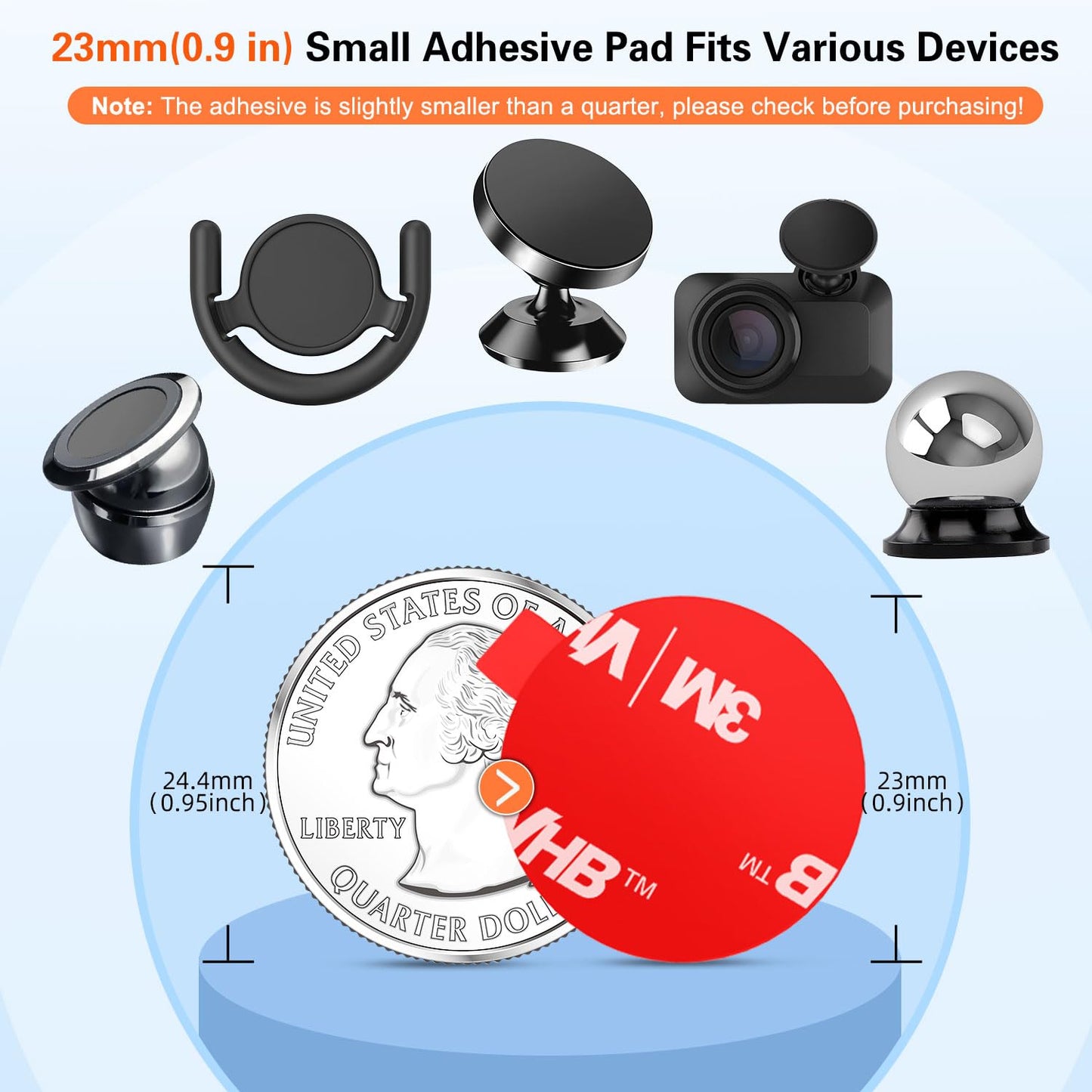 pop-tech Sticky Adhesive Replacement for Magnetic Car Mount, 8PCS Circular Heat Resistant Double Sided Strong Sticker Pads for Magnet Cell Phone Stand