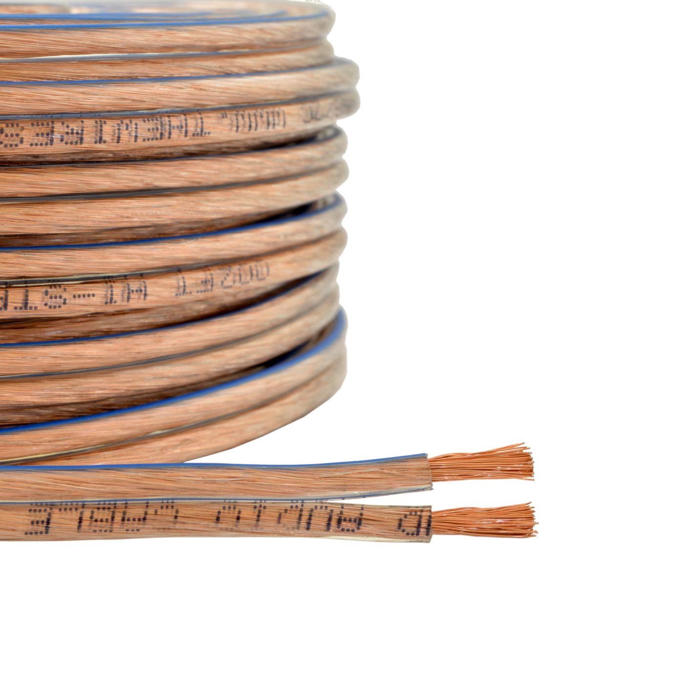 The Wires Zone Car Home Audio Speaker Wire Transparent Clear Cable 14AWG 14/2 Gauge (100 feet)
