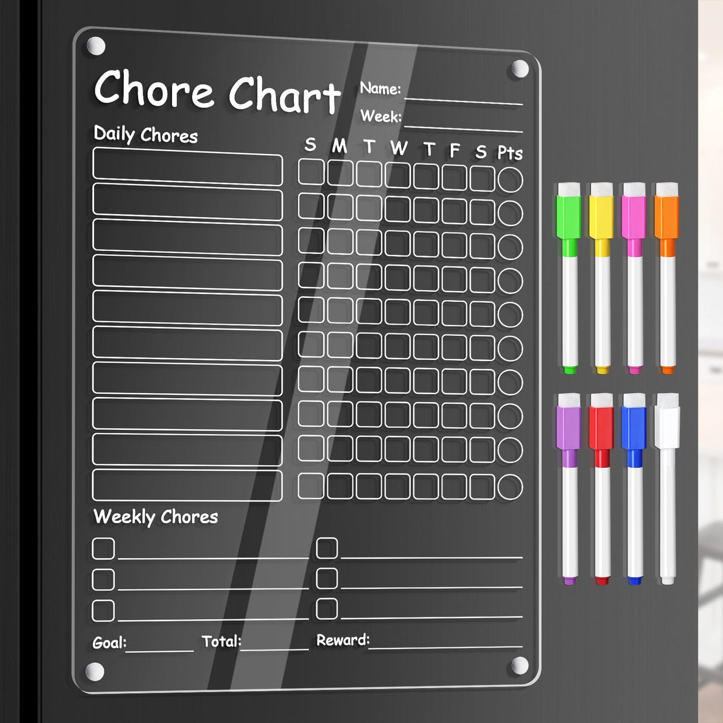 Acrylic Dry Erase Board Whiteboard for Fridge Meal Planner Menu Board for Kitchen to do List Shopping List Grocery List Family Dinner Refrigerator