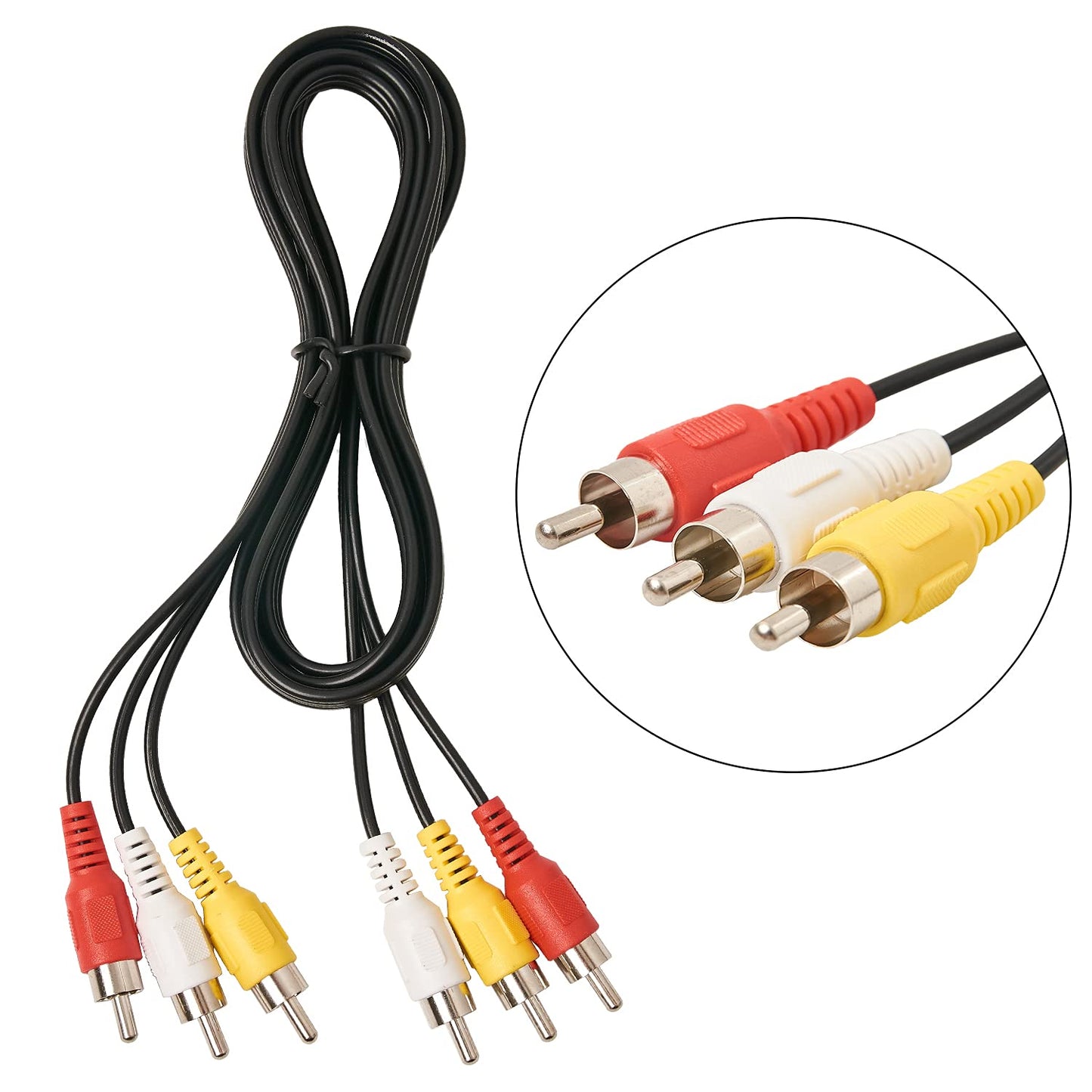 ZZJMCH 3 RCA Cable Audio Video Composite Cable, 5 ft RCA 3-Male to 3-Male, for TV, VCR, DVD, Satellite, and Home Theater Receivers