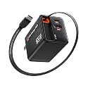 Ulti Charge Pro 65W USB C Charger with 25 Inch Retractable USB C Cable, Dual C/A Ports, Foldable Plug Travel Adapter for iPhone Galaxy Pixel iPad