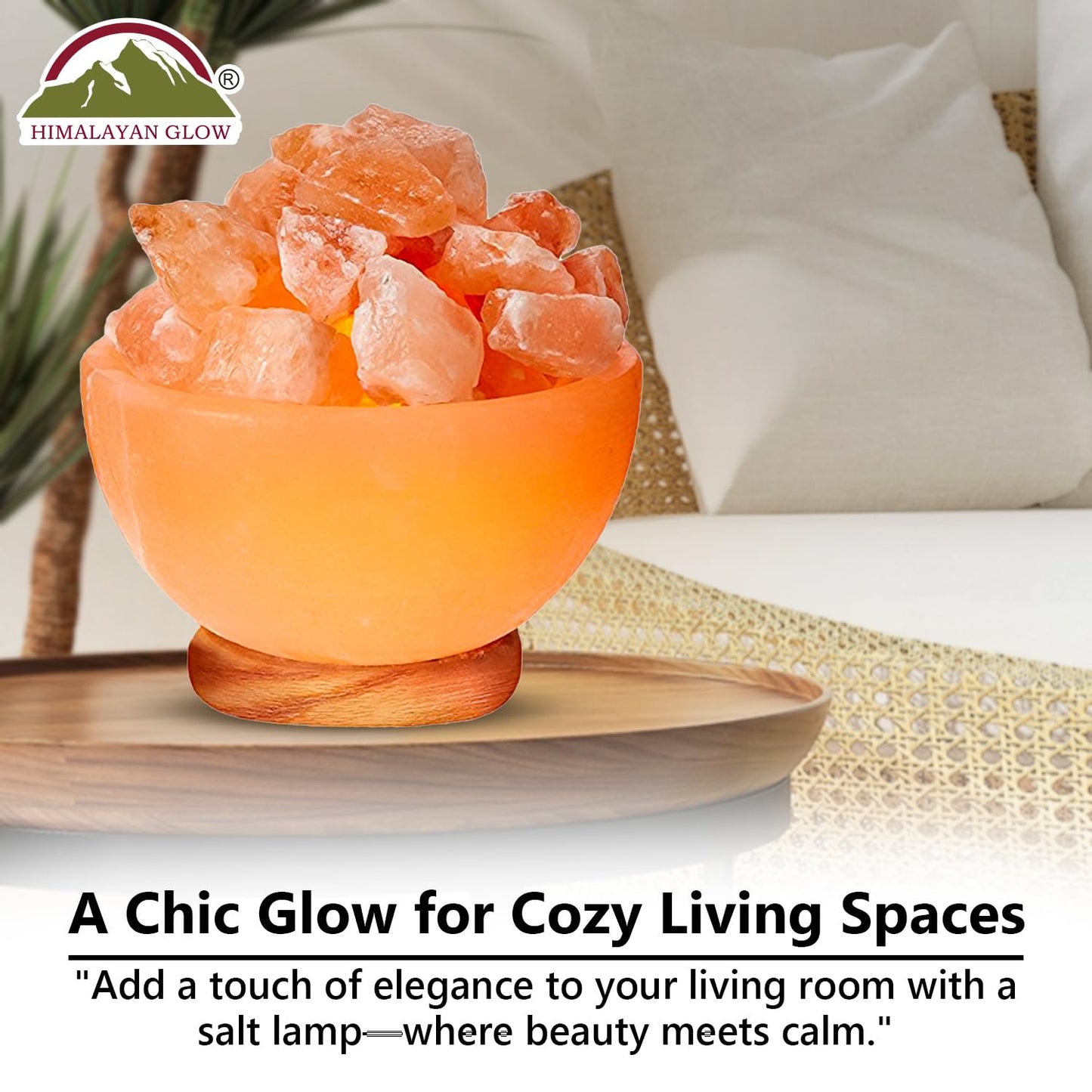 Himalayan Glow Pink Salt Bowl Night Lamp with Crystal Himalayan Salt Chunks | Hand-Carved Himalayan Salt Lamp for Air Purification and Relaxing