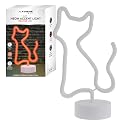 Xtreme Cat Neon Sign, Orange LED Cat Tabletop Sign with Holder Base, Battery Powered, 4 Hour Timer, Desktop Décor for Boys & Girls, Night Light