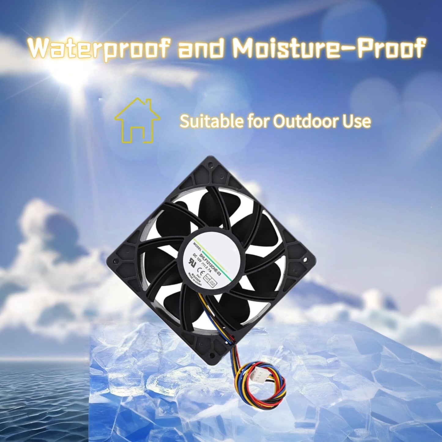 Yoidesu 120mm x 38mm 12V 2.7A Ball Bearings Dc Cooling Fan,4-Pin Premium Quiet Fan,High Speed 6000RPM 210.38CFM High Performance Cooling Fan Cooler