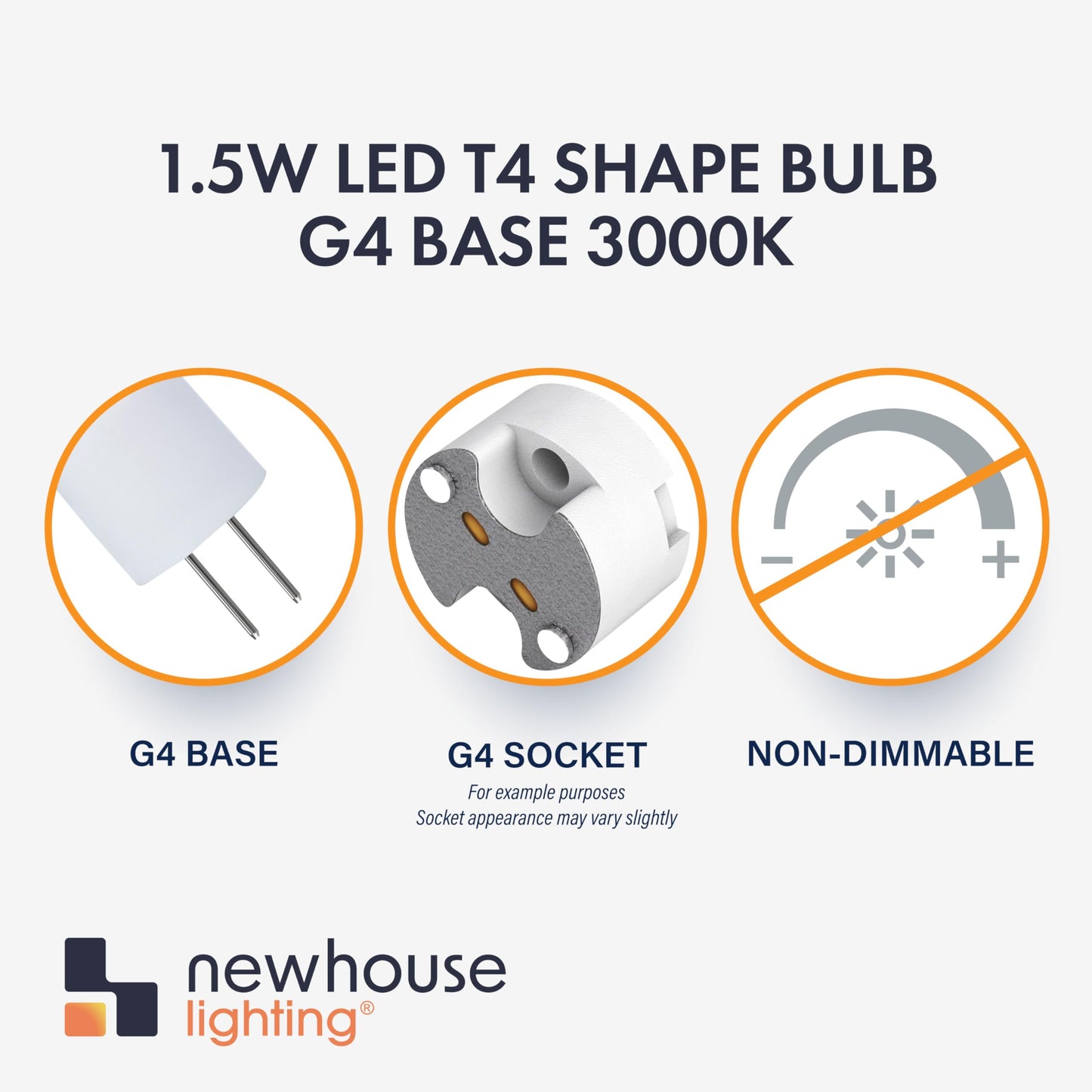 Newhouse Lighting 1.5w LED T4 Bulb G4 Base 3000k (4-Pack)