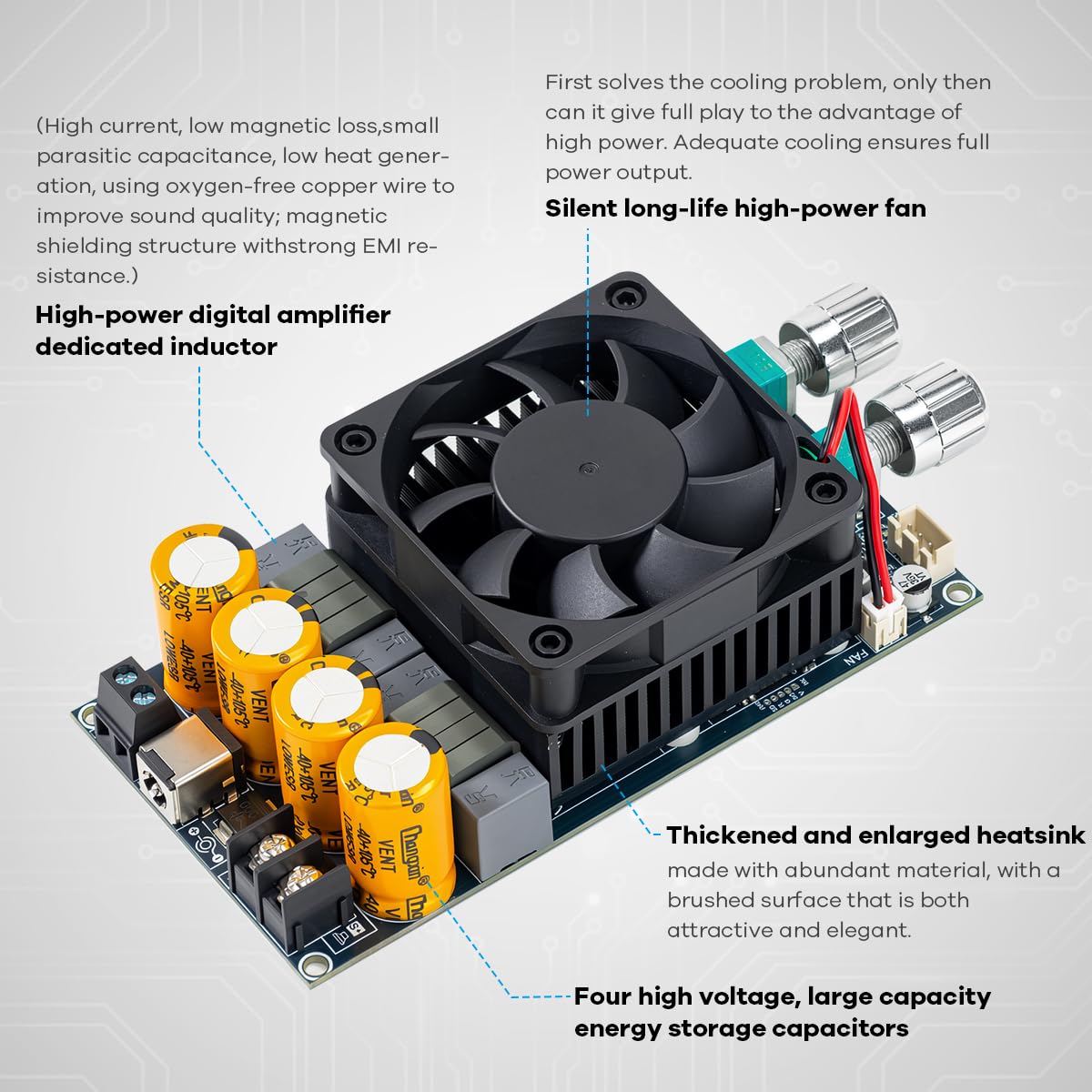 Hosyond ZK-6001 600W Active Subwoofer Amplifier Board TPA3225 Mono Pure Power Amplifier with Frequency Volume Adjustment for Home Car DIY Audio System