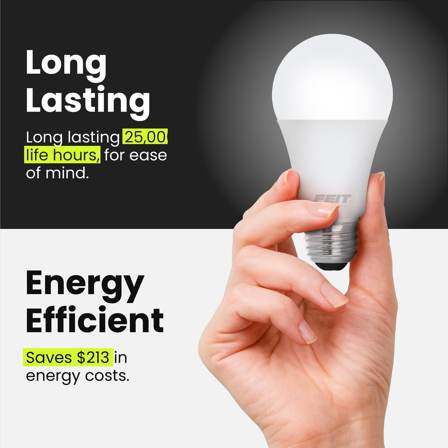 Feit Electric A19 LED Light Bulbs - 60W Eq, Dimmable, Soft White - 8 Pack