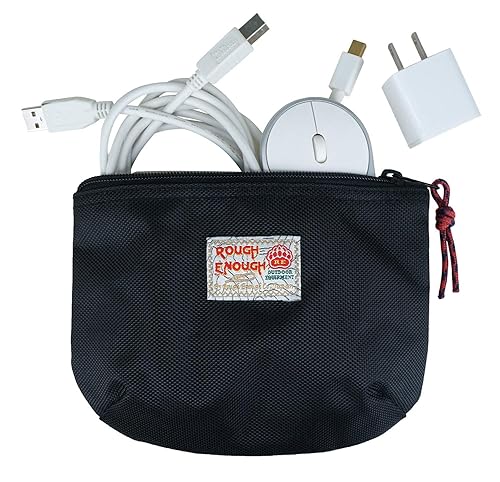 Rough Enough Small Tech Organizer Travel Case for Electronics Chargers and Cords, Cable Storage Bag, Everyday Carry, Blue