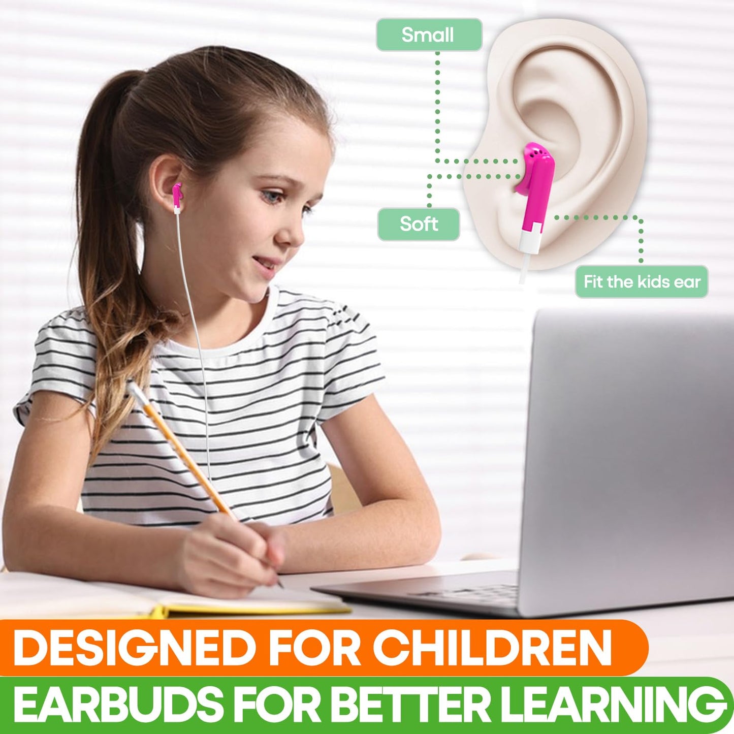 Wensdo 30 Packs Kids Earbud Headphones Bulk, Wired Earphones with 3.5 mm Jack Multi Colored Perfect for Classroom School Students Children and Adult