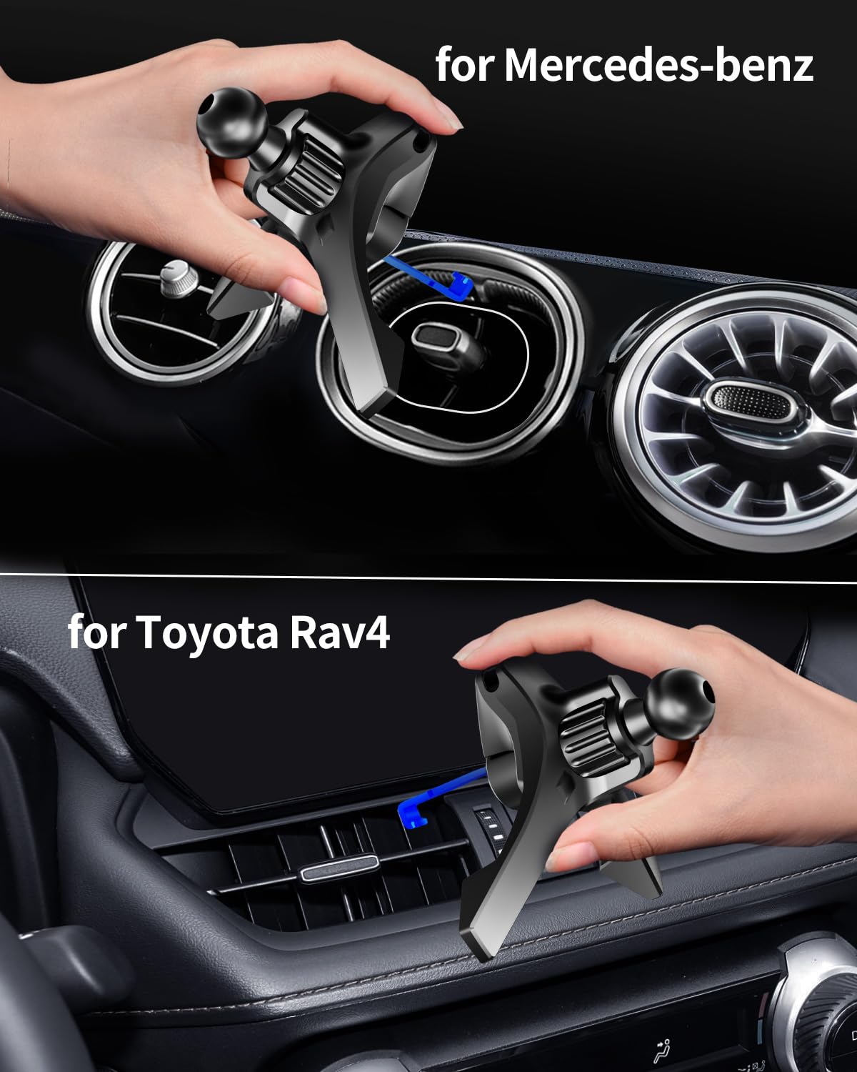 volport Vent Phone Mount for Car, Hands Free Air Vent Clip Cellphone Holder with Deep Wide Clamp, Universal Automobile Cradle Fit for Mercedes Benz