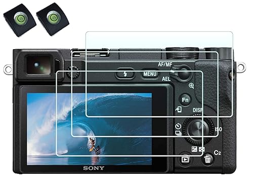 HUIPUXIANG Screen Protector for Sony Alpha A6400 A6600 A6000 A6600 A6300 A5000 Camera with Hot Shoe Cover, 0.3mm High Definition 9H Hardness Optical