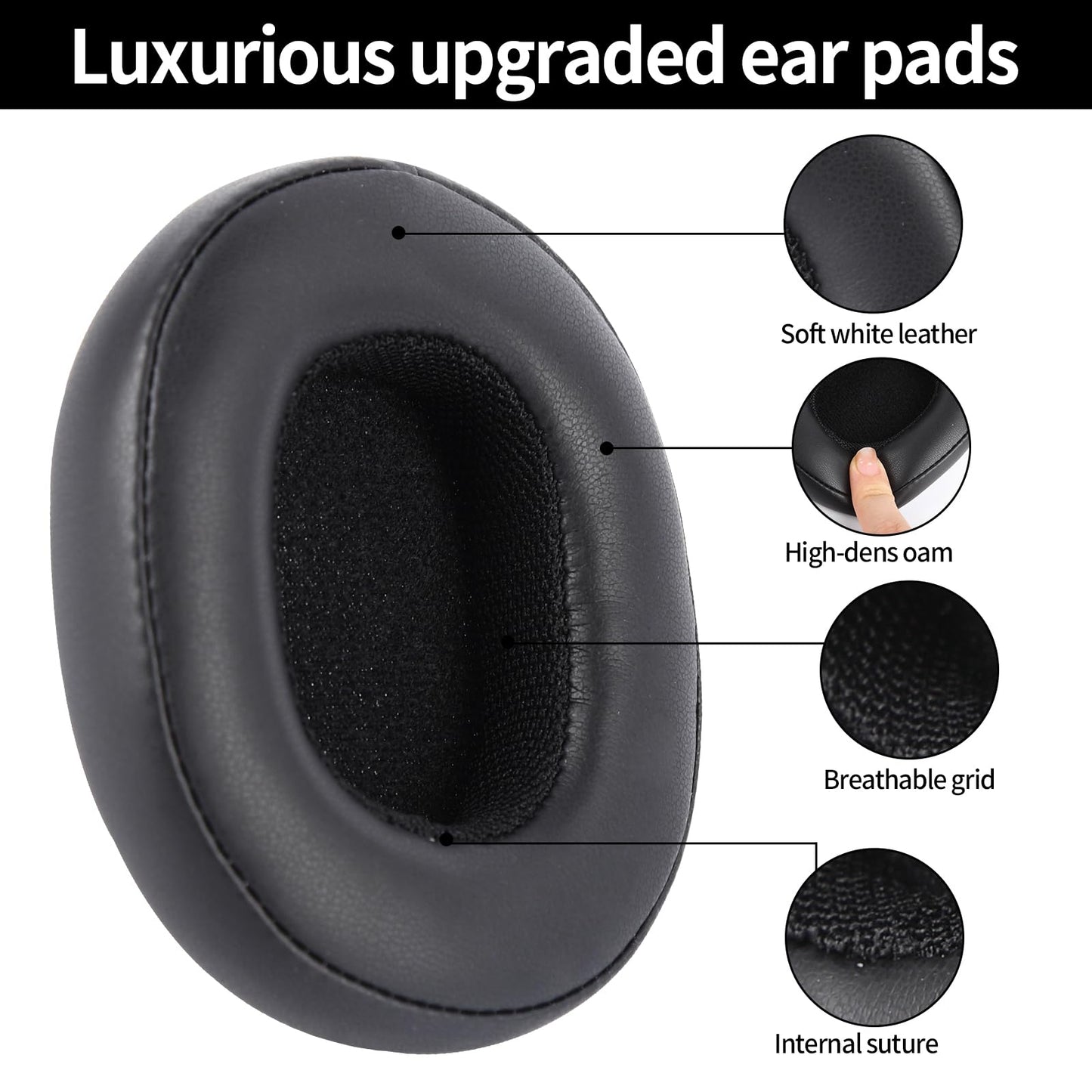 Replacement Ear Pads for Skullcandy Crusher Wireless/Evo/ANC, Hesh 3/EVO & Venue ANC/Wireless Over-Ear Headphones, Ear Cushions Ear Cover with Soft
