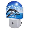 sndheke Jumping Dolphins Night Light Plug into Wall, Blue Sea and Bright Sky Dusk to Dawn Night Light Plug in,0.5w Energy Saving Sleep Friendly