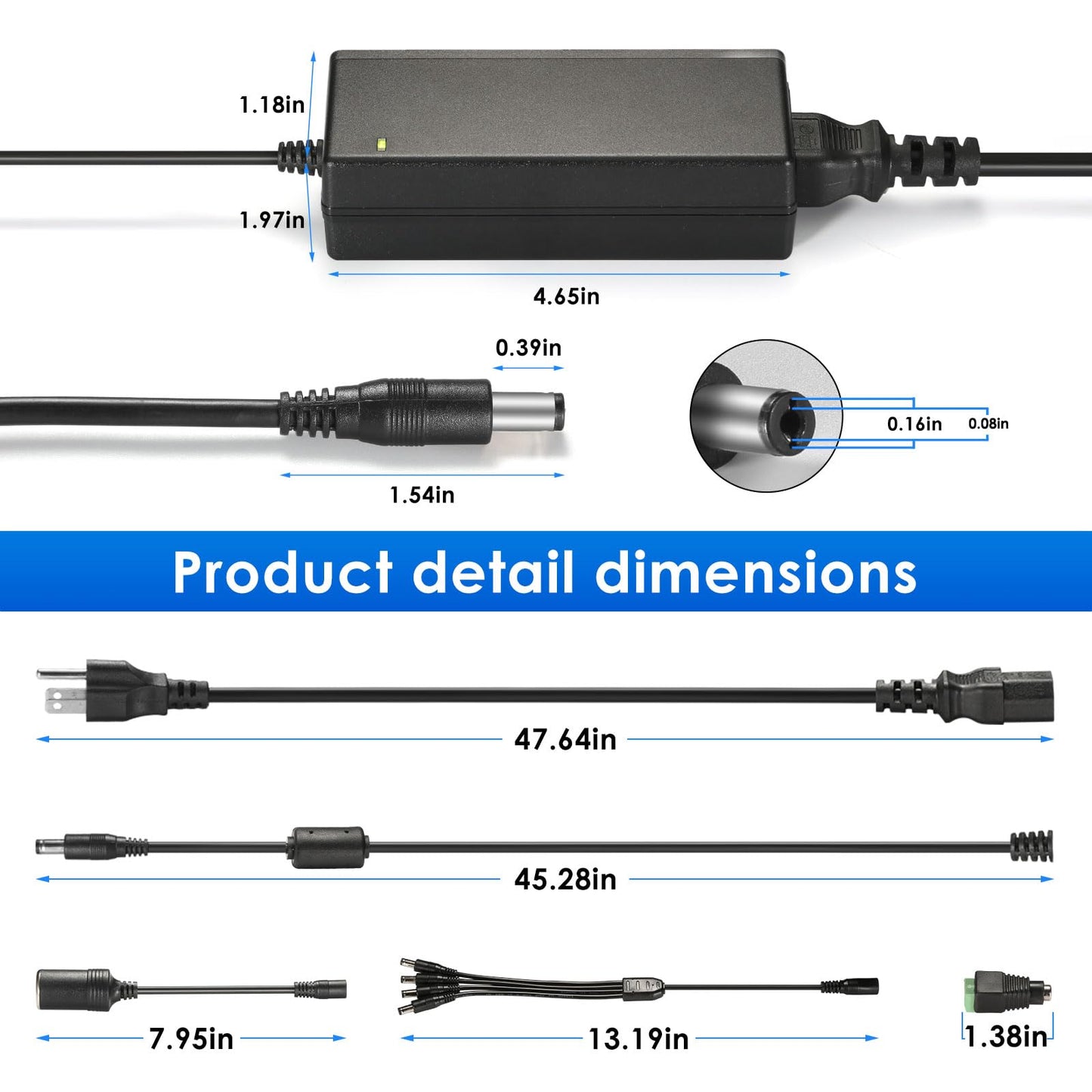 12V 60W 5A Power Adapter is Suitable for LCD Monitors, LED Drivers, Audio amplifiers, Computer Projects, Car Cigarette Lighter Socket, Car…
