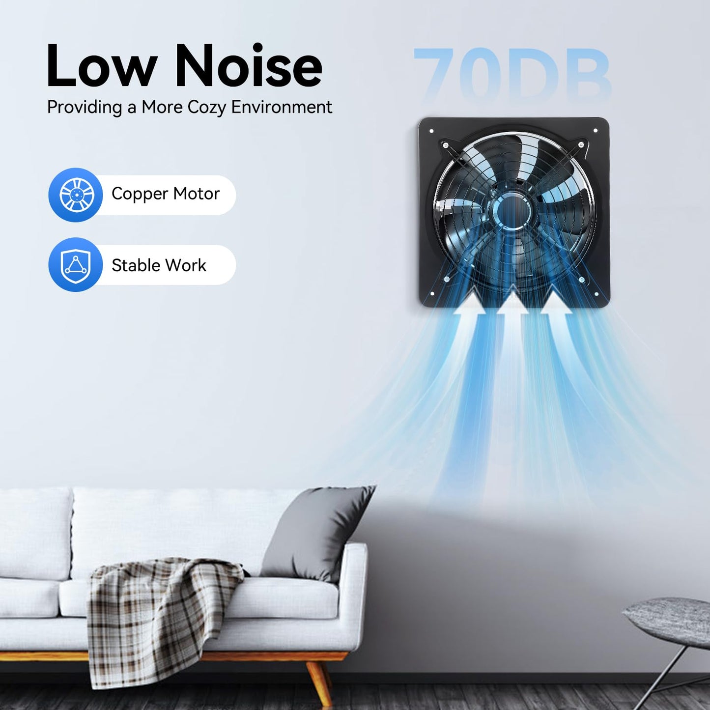 LTIGOAW 12” High Air Volume Industrial Exhaust Fan, 110V 125W 2800 RPM Noiseless Explosion Proof Ventilation Extractor Fan, Wall Mounted Blower Axial