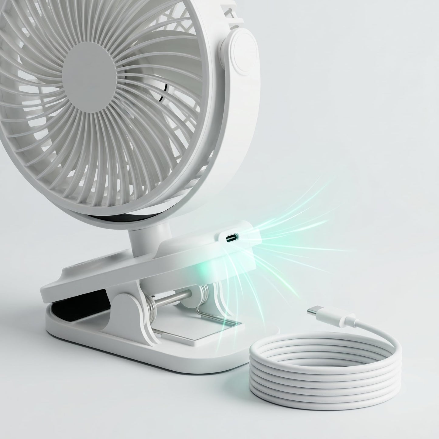 KONPWAY 6 Inch Compact Clip On Personal Fan for Outdoor, Car Seat, Gym & Bedroom, White