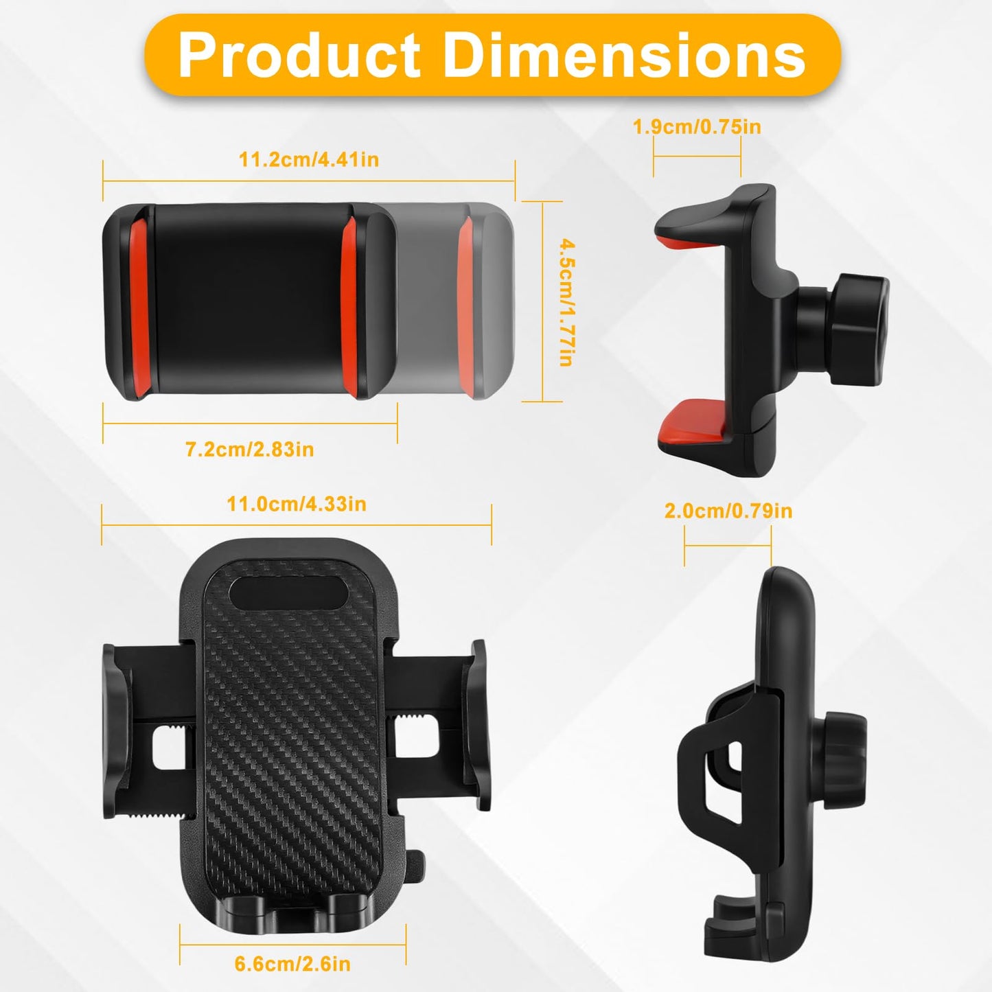 mupera Phone Mount for Jeep Wrangler JL JLU Gladiator JT 2018-2023, Heavy Duty Metal Extension Arm Dash Tray System Kit - Cell Phone Holder, Not