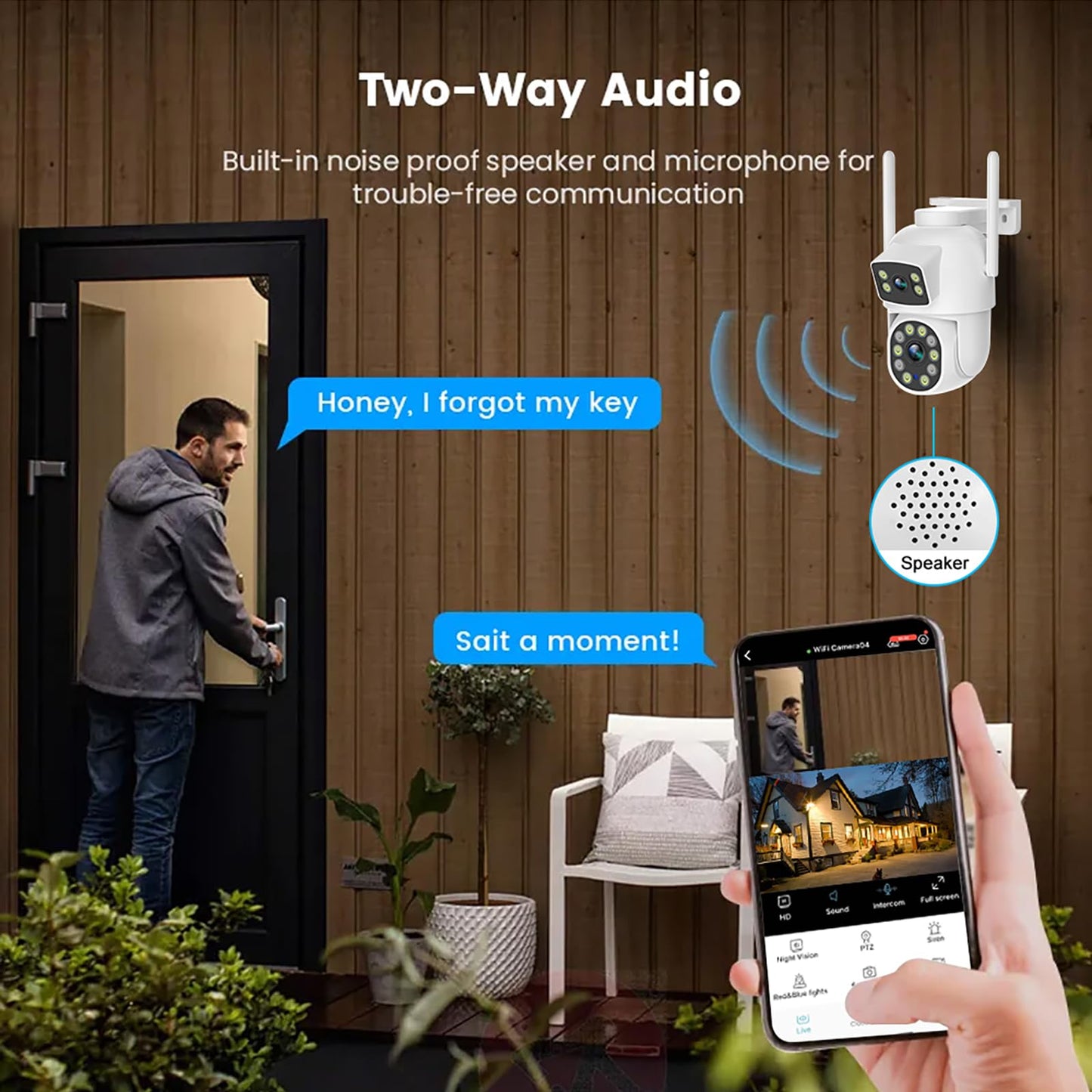 Dosilkc 2K Dual Lens Outdoor Security Camera, 360° View Pan/Tilt 2.4G WiFi Wireless Linkage Cameras for Home Security, Home Surveillance Camera