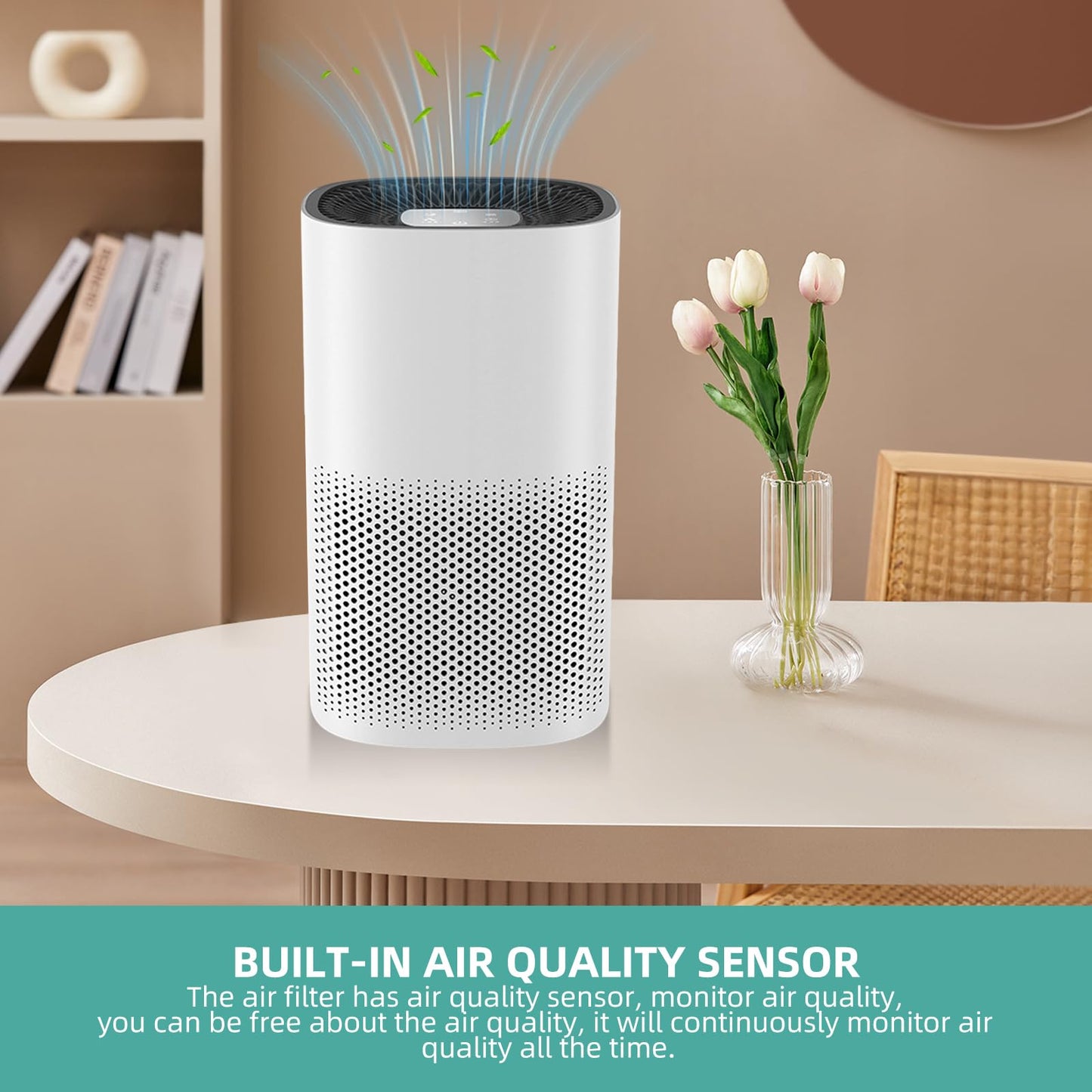 Portable Quiet HEPA Air Purifier for Home & Bedroom, Low Power 12W Air Cleaner with Touch Control Panel & Night Light, Room Odor Eliminator