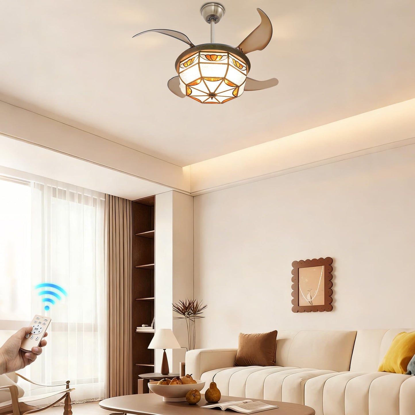 36" Ceiling Fan with Light Remote 6 Speeds Bronze Reversible LE