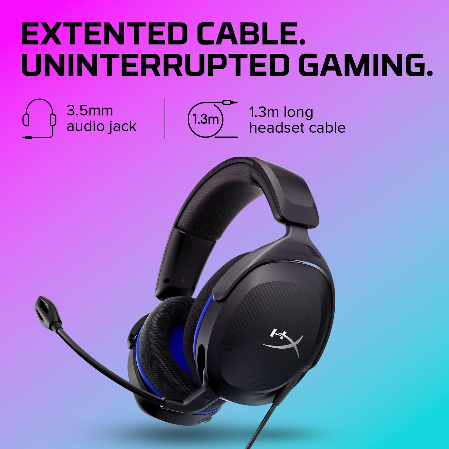 HyperX Cloud Stinger 2 Core - Gaming Headset for Playstation, Lightweight Over-Ear Headset with mic, Swivel-to-Mute Function, 40mm Drivers - Black