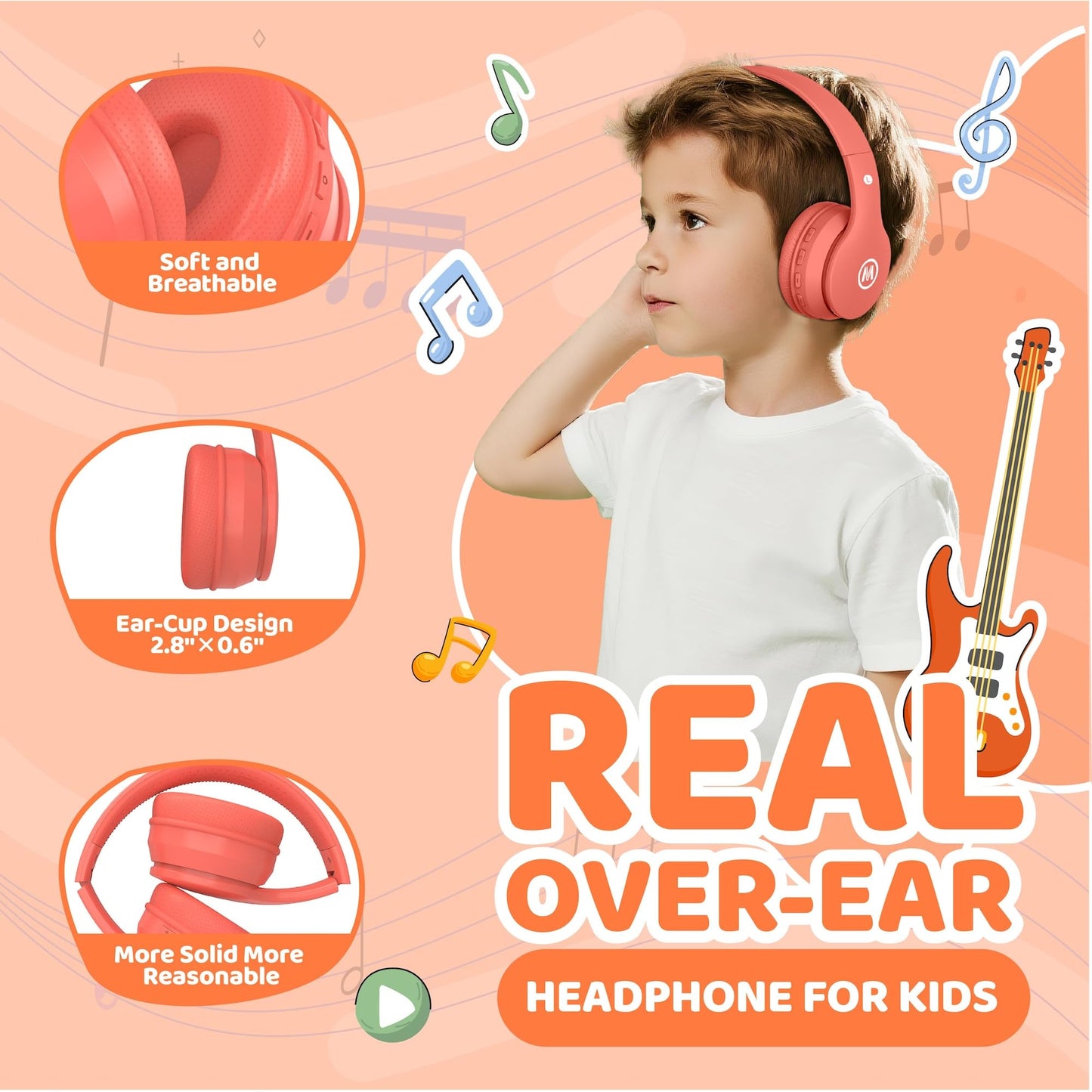 Mokata Headphones Kids Bluetooth 5.4 Wireless Play Time 68H Safe Volume Limit 85/94dB Over-Ear Foldable Headset,Fast Charging,with Aux Cord Built-in…