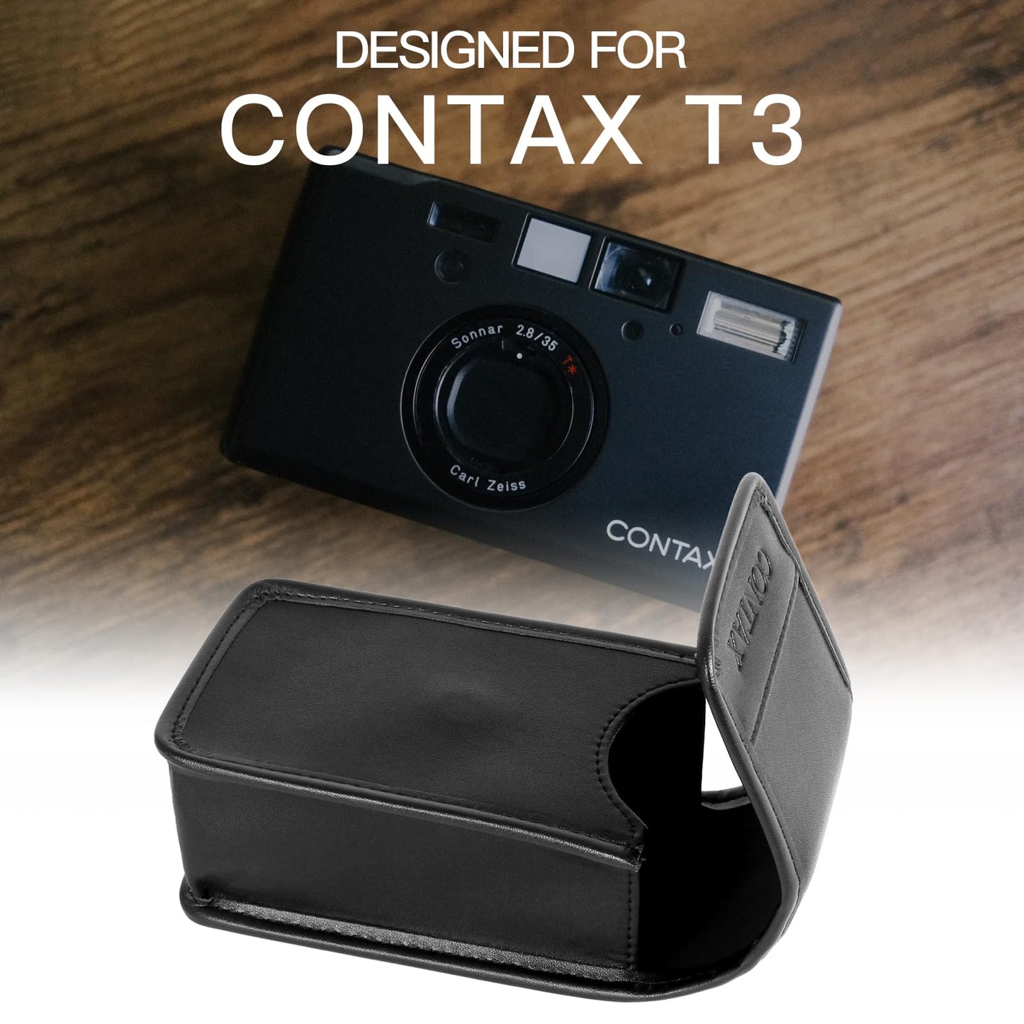 eTone Leather Camera Case Pouch Protective Bag Black For Contax T3