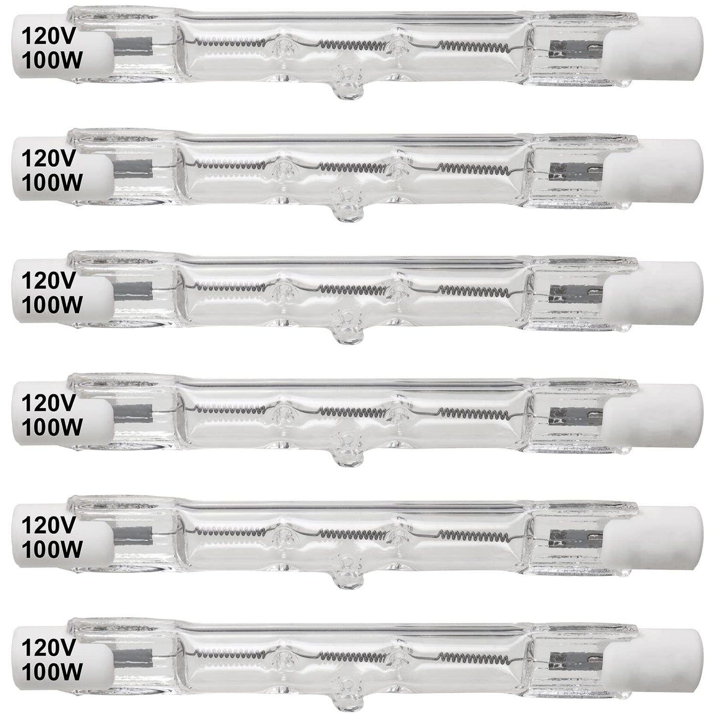 JJHXSM 6pcs R7S J78 Halogen Light Bulbs 120V 100W Tungsten Filament Double Ended Halogen Light Bulbs