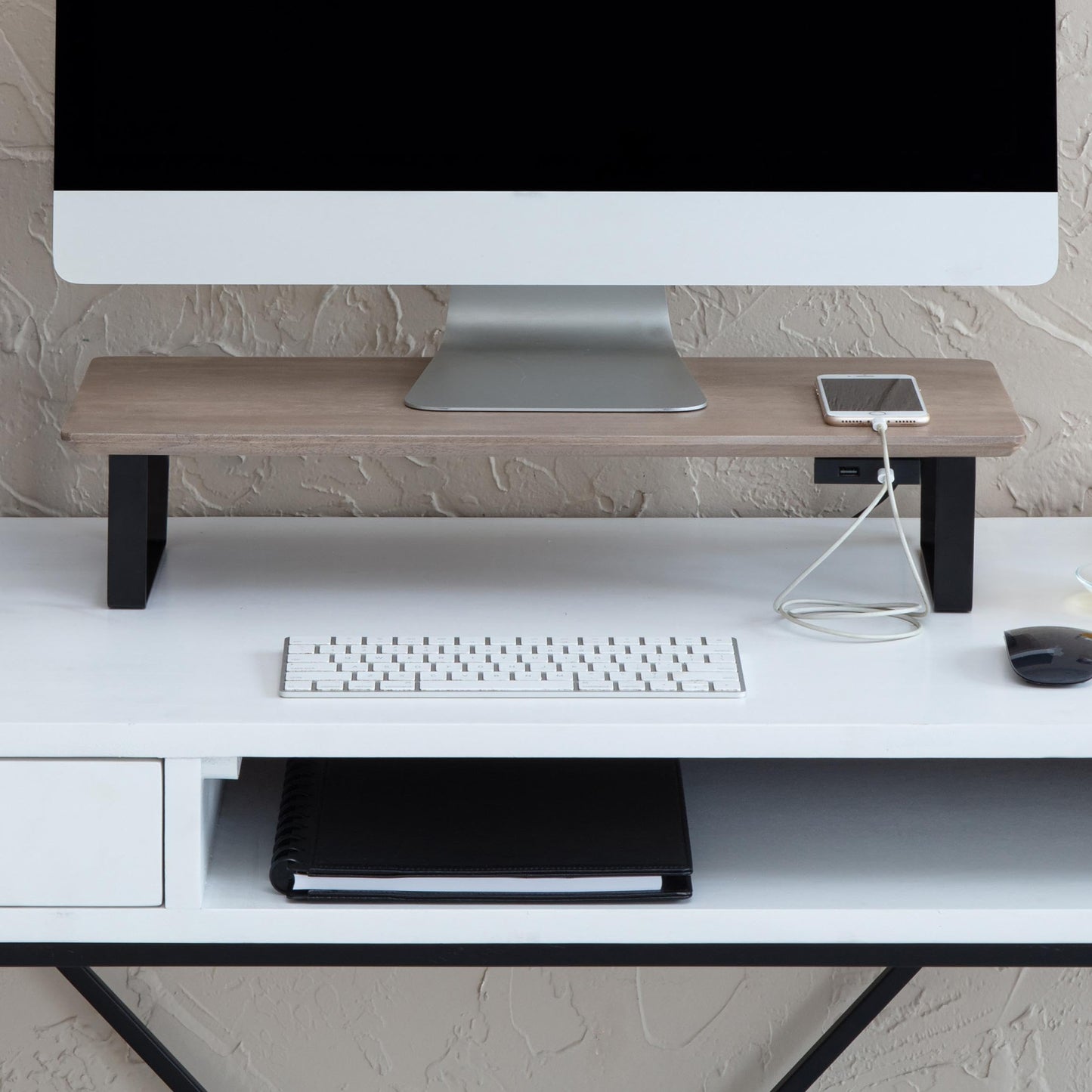 Anji Mountain Monitor Stand - Desktop Organizer & Laptop Riser, Ergonomic Monitor Riser, Space-Saving Monitor Stand for Desk, Durable Construction